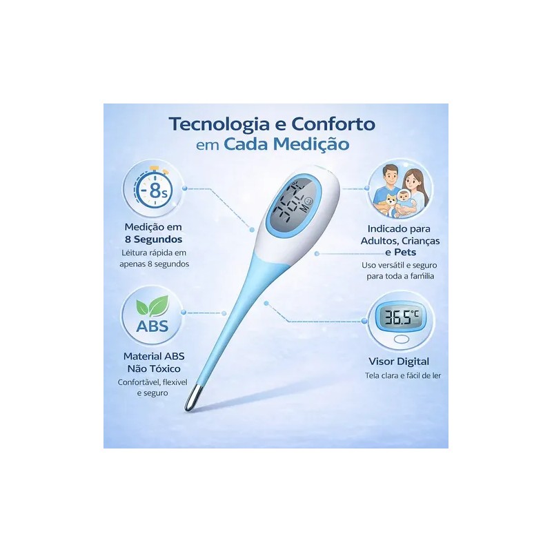 Termómetro Edge Slim Retroiluminado De Contacto Flexible Azul