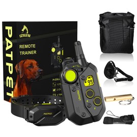 PATPET Dog Training Collar, 1.2 Mile Range 101 Training Levels Dog Shock Collar with Remote Control (15-150 lbs), Waterproof 100% Safe E Collar for Large Breed for Dogs Black with Bright Green