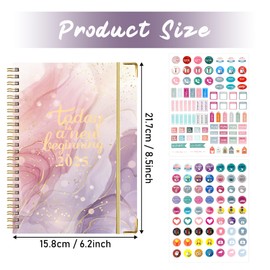 MOFELON Diary 2025-2025 Diary A5 Week to View, Jan 2025 - Dec 2025, Weekly & Monthly Planner, Academic Diary 2025 with Twin-wire Binding, Hard Cover, 21.5 x 15.5 x 1.5cm-Gilt