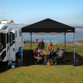 Yaheetech 10x10 Pop-up Canopy Tent w/ 2 Integrated Wheels for Mobility, Waterpoof & Heavy Duty, Instant Sun Shelter with Carry Bag, Weight Bags for Outdoor Camping Beach Patio Parties, Black