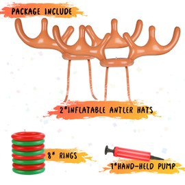 Inflatable Reindeer Antler Ring Toss Game, Stocking Stuffers for Kids Adults,Novelty Gifts for Friends, Christmas Party Games Fun Xmas Gifts Carnival Holiday Family