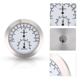 Violine Thermometer Hygrometer, Runde Digitale Gitarre Luftfeuchtigkeit Temperatur Meter für Instrument Pflege(Silber)