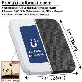 BUYUE Linen Magnetic Bar Stool Cushion, 1 Piece, Improved Non-Slip Breathable Small Chair Seat Pad for Cafe, Bistro, Stackable Metal Stool (Square, Dark Grey, 1)