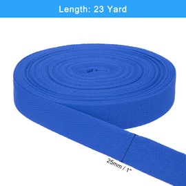 uxcell 23 Yards Cotton Twill Tape, 1-inch Herringbone Webbing Ribbon Bias Binding Tapes for Clothes Sewing, DIY Crafting (Bright Blue)