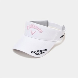 Callaway Women's Continuous Classic Sun Visor, Tour TW VISOR WM JM Hat, Golf, 23SS_1033_White/Pink