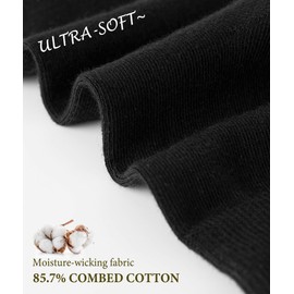 Josnown Womens Cotton Socks Black Thin Above Ankle Crew Socks for Women Girls Clothes 5 Pairs, Size 5-9