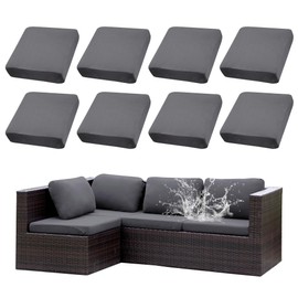 SUKAIKEQA 8Pcs Stretch Patio Cushion Covers Waterproof Outdoor Cushion Covers,Outdoor Couch Covers Patio Slipcovers Couch Cover,for Outdoor Furniture Protector Cover Replacement(Gray, Cover Only)