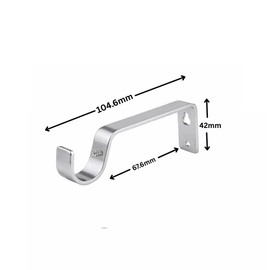 Metal Curtain Rod Brackets Silver Set with Screws for Poles 19mm Curtain Pole Bracket Metal Heavy Duty Rod Wall Brackets Holder Set of 2.