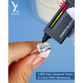 Yizone Moissanite Rings for Women Radiant Cut Engagement Rings D Color VVS1 18K White Gold Plated Sterling Silver Radiant Cut Wedding Band 2 Carat