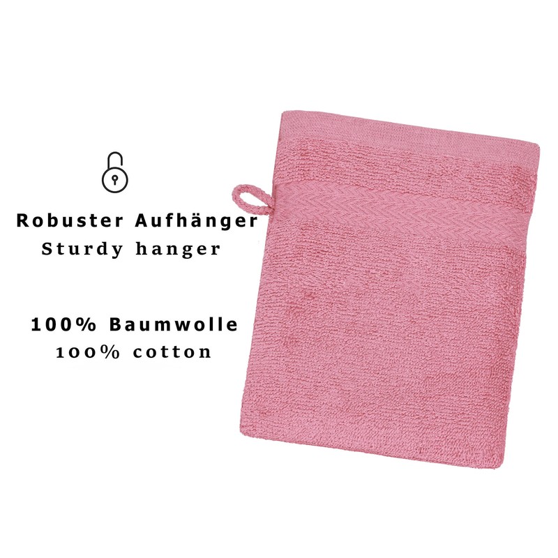 10 Piece Set Wash Mitts Premium Colour: old rose, Size: