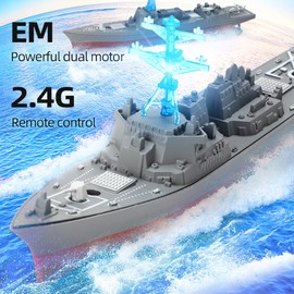 Dodoore Remote Control Warship RC Military Battleship, 2.4GHz Remote Control Boat for Lakes and Rivers, RC Armed Ticonderoga Class Cruiser Model with Low Battery Reminder for Kids and Adults