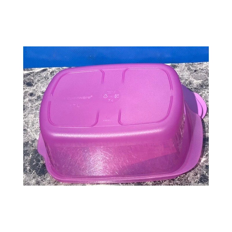 Tupperware Crystalwave Container 7cup / 1.7L Rectangular MicroFlash Mulberry New