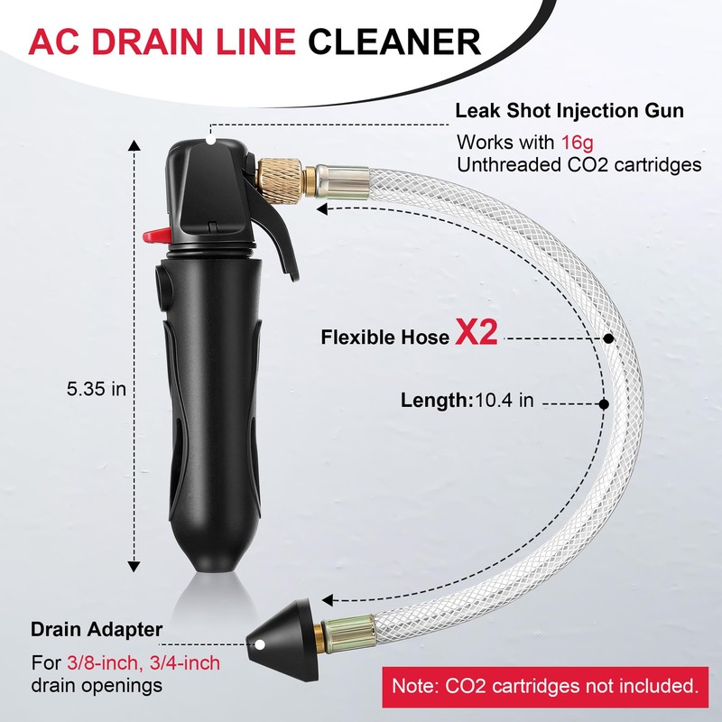 AC Drain Line Cleaner with 2 Flexible Hose (No Cartridges