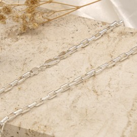 Tuscany Silver Sterling Silver 3.9mm Rectangle Pea Chain 22", Sterling Silver