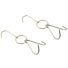 Pro Bamboo Kitchen 2PCS Stainless Steel Double Meat Hooks Beijing Roast Duck Accessories Steel Coarse Short Hanging Hooks 24cm Roast Lamb BBQ Hooks Ham Store Hooks BBQ Grill Cooking Tools
