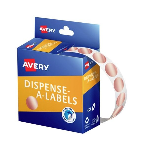Avery Removable Rose Gold Dispenser Dot Stickers, 500 Stickers (937369)