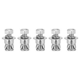 DTGN 1/4" x 5/8" Hex Nut Sleeve Anchors - 5Pack - Good for Concrete Dry Brick Block Walls - Carbon Steel - Silver