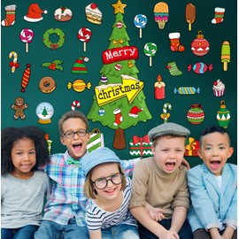 SICOHOME Christmas Bulletin Board Decorations Set 48 Pcs Winter Classroom Decoration Merry Christmas Tree Paper Cutout Christmas Home Wall School Office Holiday Decor Party Supplies for Kids Students