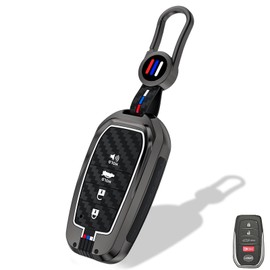 Aoocar Heavy Metal Key Fob Cover, Compatible with Toyota Tundra 2022 2023 2024 2025, Fit for Corolla Cross Venza Sequoia etc, Zinc Alloy Fob Case with Carbon Fiber Pattern (1 Pcs)