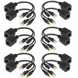 Passive PoE Injector 6 Pairs PoE Splitter Kit Passive PoE Injector and PoE Splitter Kit with 5.5x2.1 mm DC Connector RJ45 Power Over Ethernet