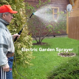 TOOVEM Electric Garden Sprayer, Portable Battery Powered Watering Wand, Rechargeable Plant Spray Mister with Telescopic Wand, 3 Adjustable Nozzles and 10ft Water Hose for Yard Lawn Weeds Plants
