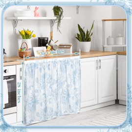 Cabinet Curtains 27.6" W x 35.4" L Sink Skirt for Bathroom Kitchen Botanical Flower Floral Cabinet Curtains for Classroom Home Farmhouse Rustic Drape Under Desk Privacy Drape for Laundry Room
