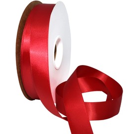 Morex Ribbon 08822/50-264 Double Face Satin Ribbon 7/8" X 50 YD Ruby Ribbon for Gift Wrapping, Birthday Gift Cards, Satin Dress for Women, Silk Ribbons for Crafts, Wedding Gifts for Couple