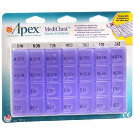 Apex Healthcare Medi Chest Pill Convenient Organizer Removable Dayplanner 1ct