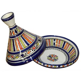 Moroccan Handmade Serving Tagine Exquisite Ceramic With Vivid colors Original 10 Inches in Diameter