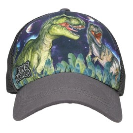 Depesche 13513 Dino World Galaxy Printed Cap in Dark Blue with Space Dinosaur Motif, Children's Hat with Net and Size Adjustment, darkblue