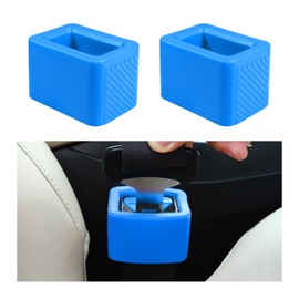 FSTURIOS 2PCS Seat Belt Buckle Holder, Silicone Seatbelt Buckle Booster to Makes Receptacle Stand for Easy Access, Non Slip Car Safetybelt Fixer Accessories for Kids & Adults (Blue)