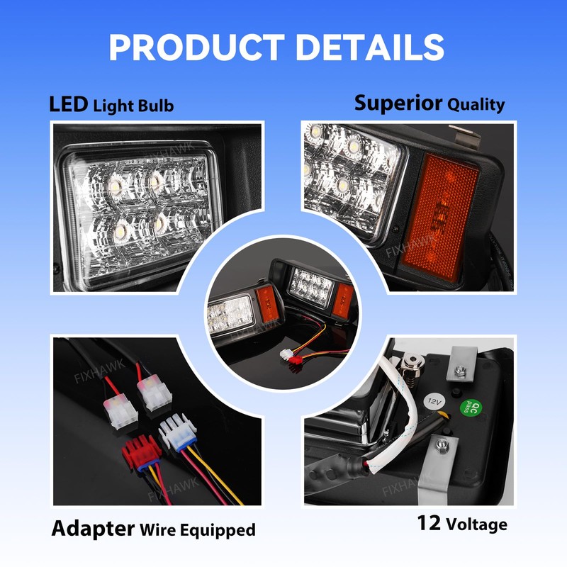 FIXHAWK Club Car DS LED Headlight Kit, Original Style Head