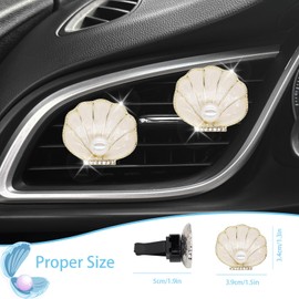 ORIESSE Beach Decor,2pcs Seashell Air Vent Clips Car Air Freshener,Beige Scallop Ocean Car Interior Decor Diffuser for Women Mom