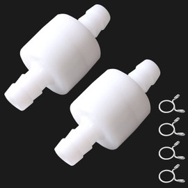 JENSWILL 2PCS 5/16" Check Valve Hose Barb One Way Inline Non Return Ozone Resistance for Fuel Oil Water Gas Air Pump with 4PCS Hose Clamps