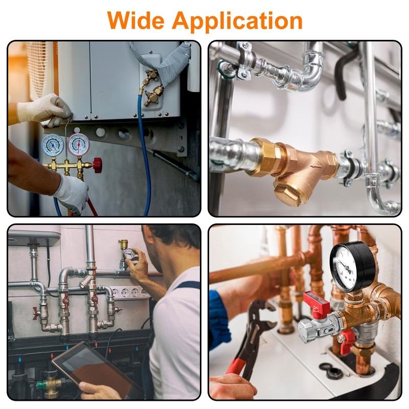 uxcell Brass Tee Pipe Fitting, NPT1/2" x NPT1/2" x NPT1/2"