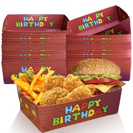 36 Pcs Video Game Paper Food Tray Party Supplies, Nacho Hot Dog Paper Trays Boats Disposable Holder for Super Bros Gamer Birthday Party Decorations Favors