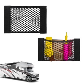 Autokemat 2PCS Universal Mesh Cargo Net for RV, Small Cargo Net Pocket Storage Mesh with 8 Adhesive Strip for Van, Car, SUV, Truck, Boat (17.7 x 9.8 Inch)