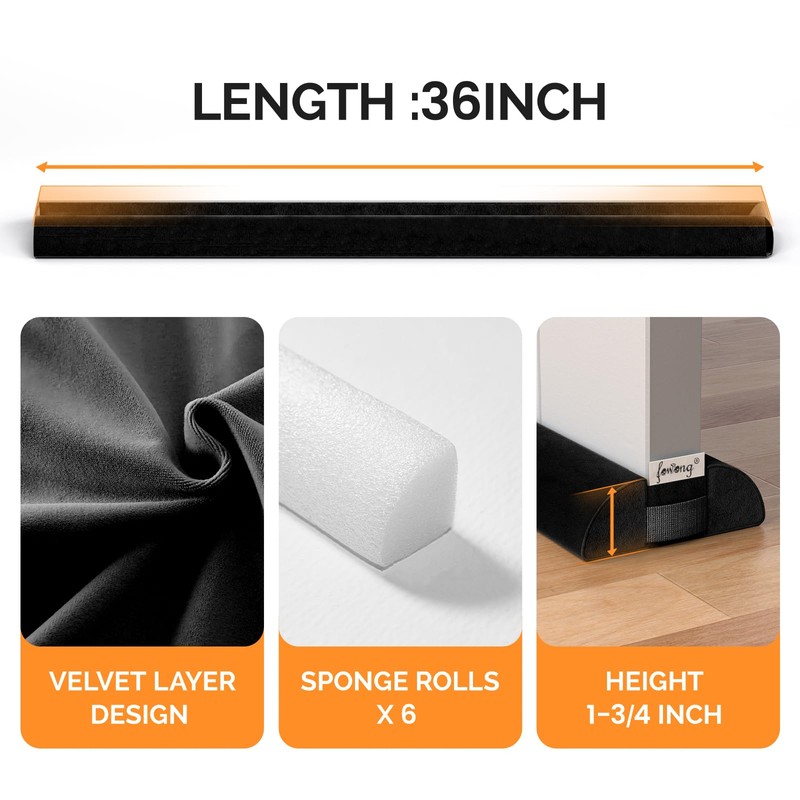 fowong Under Door Draft Stopper 30" to 36" Adjustable Draft