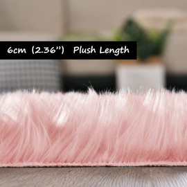 Goolela Pink Fluffy Rug 2X6 Runner Rugs for Girls Room Faux Fur Rug for Bedroom Living Room Rug Plush Area Rug Luxury Room Décor, Rectangle