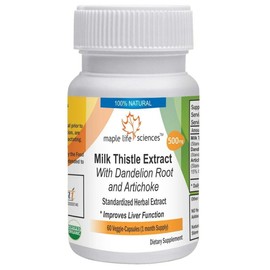 Milk Thistle Extract with Dandelion Root and Artichoke - 60 Vegan Capsules - 500mg