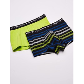 Evolve Men's Cotton Stretch No Show Trunk Underwear Multipack, Lime Green/Multi Stripe/Black, Medium