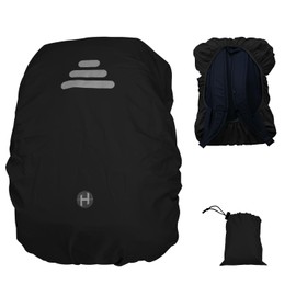 Hosifiy Waterproof Backpack Cover with Reflective Strips & Non-Slip Cross Buckle Strap for School Bag, Hiking, Camping, Cycling (Black, L/60L)