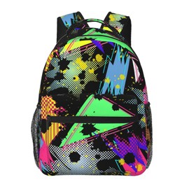 MANQINF Retro 80s 90s Backpack,Cute Bookbags Laptop Bag Shoulder Bags Travel Hiking Camping Daypack for Men Women