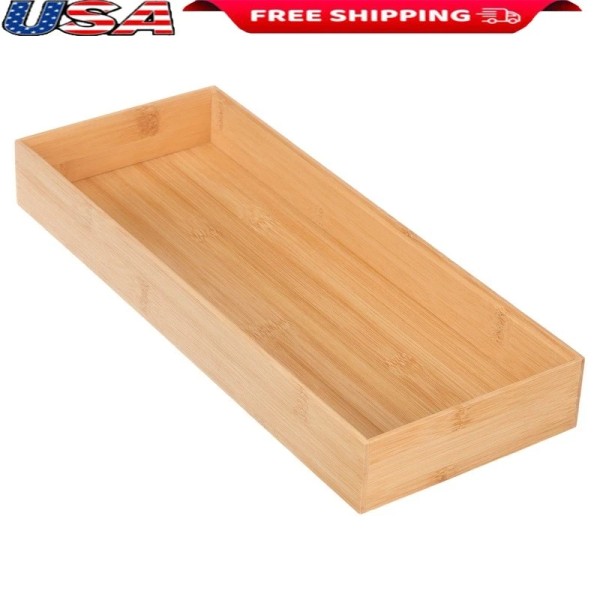 Unbranded Natural Bamboo Stackable Drawer Organizer Kitchen Bathroom Office Storage