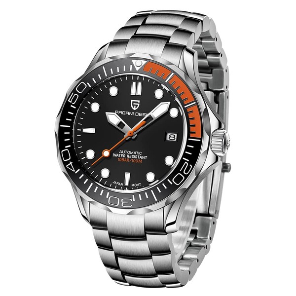 RollsTimi Pagani Design Men's Mechanical Watch Hour Hand Bright Steel