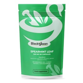 Black Swan Spearmint Leaf Capsules - 500mg Hormonal Balance Digestive Health Fatigue & Stress Relief Support Antioxidant Formula Natural Supplement - 60 Caps 2 Month Supply