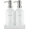 MaisoNovo Soap Dispenser 3-Piece Set | 16.9oz White Bottles with