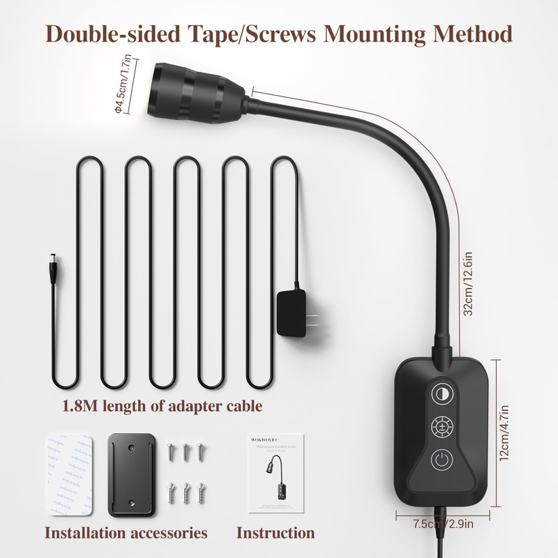Wall Mounted Reading Light, Wall Light with Motion Sensor Switch,