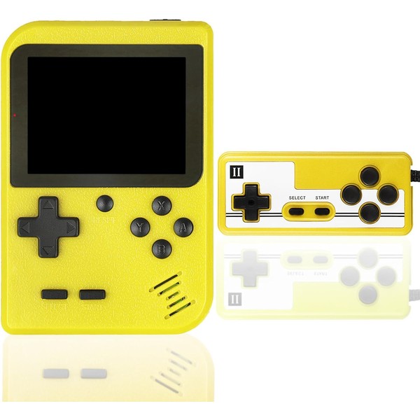 Handheld Game Consoles - Portable Retro Video Game Console with 500 Classical Games Support for Connecting TV Two Players (Yellow)