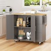 Shintenchi Kitchen Island with Folding Drop Leaf, Rolling Island Table
